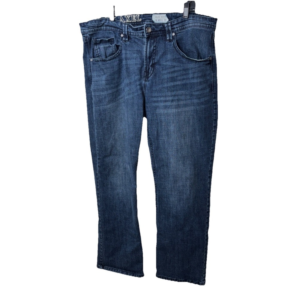 TK Axel Mens Slim Boot Cut Blue Denim Jeans Size 40x32